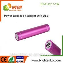 Самая дешевая оптовая алюминиевая металлическая батарея 1 * 18650 Рекламный лучший мини-USB зарядный банк с фонариком